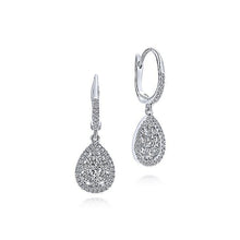 Load image into Gallery viewer, 14K WHITE GOLD CLUSTER DIAMOND TEARDROP EARRINGS - M&amp;R Jewelers