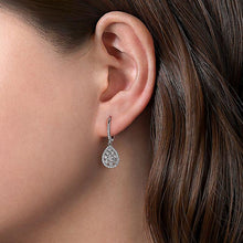 Load image into Gallery viewer, 14K WHITE GOLD CLUSTER DIAMOND TEARDROP EARRINGS - M&amp;R Jewelers