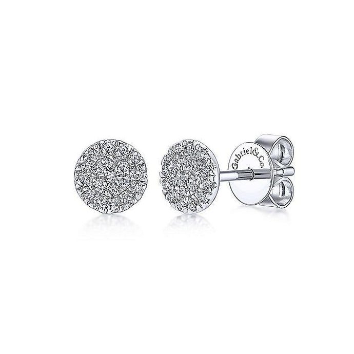 14K WHITE GOLD ROUND CLUSTER DIAMOND STUD EARRINGS - M&R Jewelers