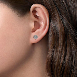 14K WHITE GOLD SQUARE PAV DIAMOND STUD EARRINGS - M&R Jewelers