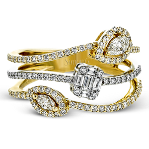 SIMON G 18K YELLOW & WHITE GOLD, WITH WHITE DIAMONDS. LR2304 - RIGHT HAND RING