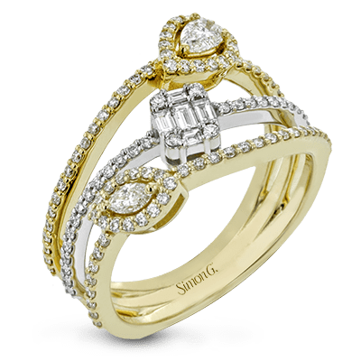 SIMON G 18K YELLOW & WHITE GOLD, WITH WHITE DIAMONDS. LR2304 - RIGHT HAND RING
