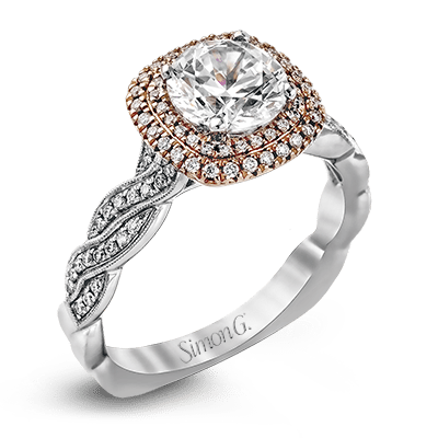 SIMON G 18K GOLD WHITE MR2133-D ENGAGEMENT RING - M&R Jewelers