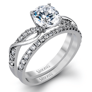 SIMON G 18K GOLD WHITE DIAMOND MR2526 WEDDING SET - M&R Jewelers