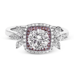 SIMON G 18K GOLD WITH WHITE & ROSE DIAMOND MR2826 ENGAGEMENT RING - M&R Jewelers
