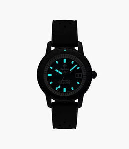 ZODIAC- Super Sea Wolf STP 1-11 Swiss Automatic Three Hand Date Black Rubber Watch ZO9595