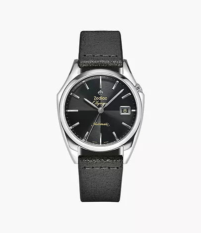 ZODIAC- Olympos Automatic Black Leather Watch ZO9700