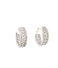 Load image into Gallery viewer, ER10652-4WD 14k White Gold and Diamond 3-Row Inside-Outside Hoop Earrings