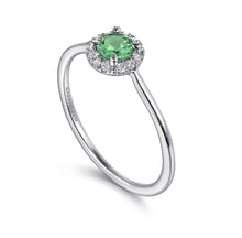 Load image into Gallery viewer, GABRIEL&amp;CO-14K White Gold Emerald and Diamond Halo Promise Ring   LR51264W45EA