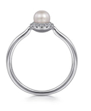 Load image into Gallery viewer, GABRIEL&amp;CO-14K White Gold Pearl Ring with Diamond Halo   LR52419W45PL