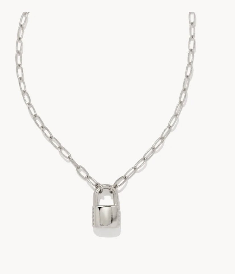 Kendra Scott-Jess Small Lock Chain Necklace in Silver Metal 9608802986