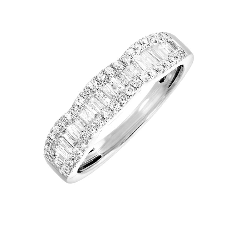 RG11815-4WDSC 14K White Gold and Diamond 3-Row Curved Band