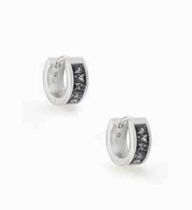 Kendra Scott-Jack Silver Metal Huggie Earrings in Charcoal Gray Crystal 4217704644