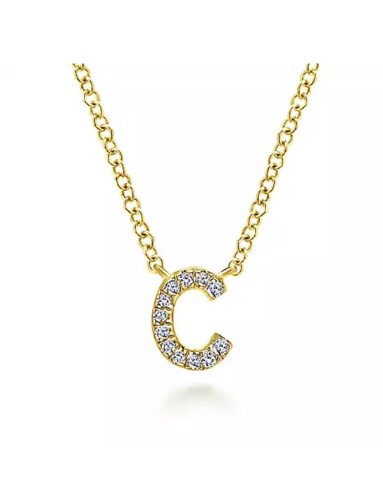 GABRIEL&Co-14k YG Diamond C Initial Pendant Necklace NK4577C-Y45JJ