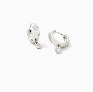 KENDRA SCOTT-Joelle Silver Huggie Earrings in White Crystal 9608802238
