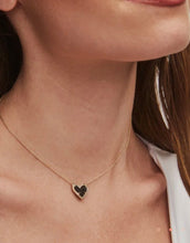 Load image into Gallery viewer, Kendra Scott-Ari Heart Gold Metal Pendant Necklace in Black Drusy 4217717840