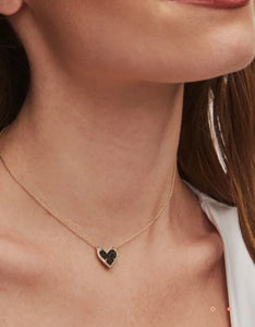 Kendra Scott-Ari Heart Gold Metal Pendant Necklace in Black Drusy 4217717840