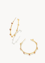 Load image into Gallery viewer, Kendra Scott-Haven Gold Metal Crystal Heart Hoop Earrings in Pink Crystal 9608803064