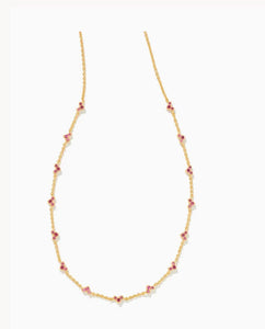 Kendra Scott-Haven Gold Metal Crystal Heart Strand Necklace in Pink Crystal 9608803061