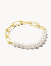 Load image into Gallery viewer, Kendra Scott-Ashton Gold Metal Half Chain Bracelet in White Pearl 9608803422