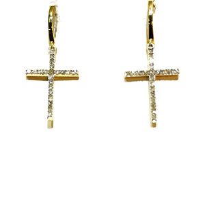 14k Cross Diamond Dangle Earrings ER10703-4WYSC