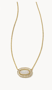 Kendra Scott-Baguette Elisa Gold Metal Pendant Necklace in Iridescent Drusy 9608802847