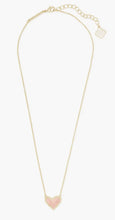 Load image into Gallery viewer, Kendra Scott-Ari Heart Gold Metal Pendant Necklace in Rose Quartz 4217717841