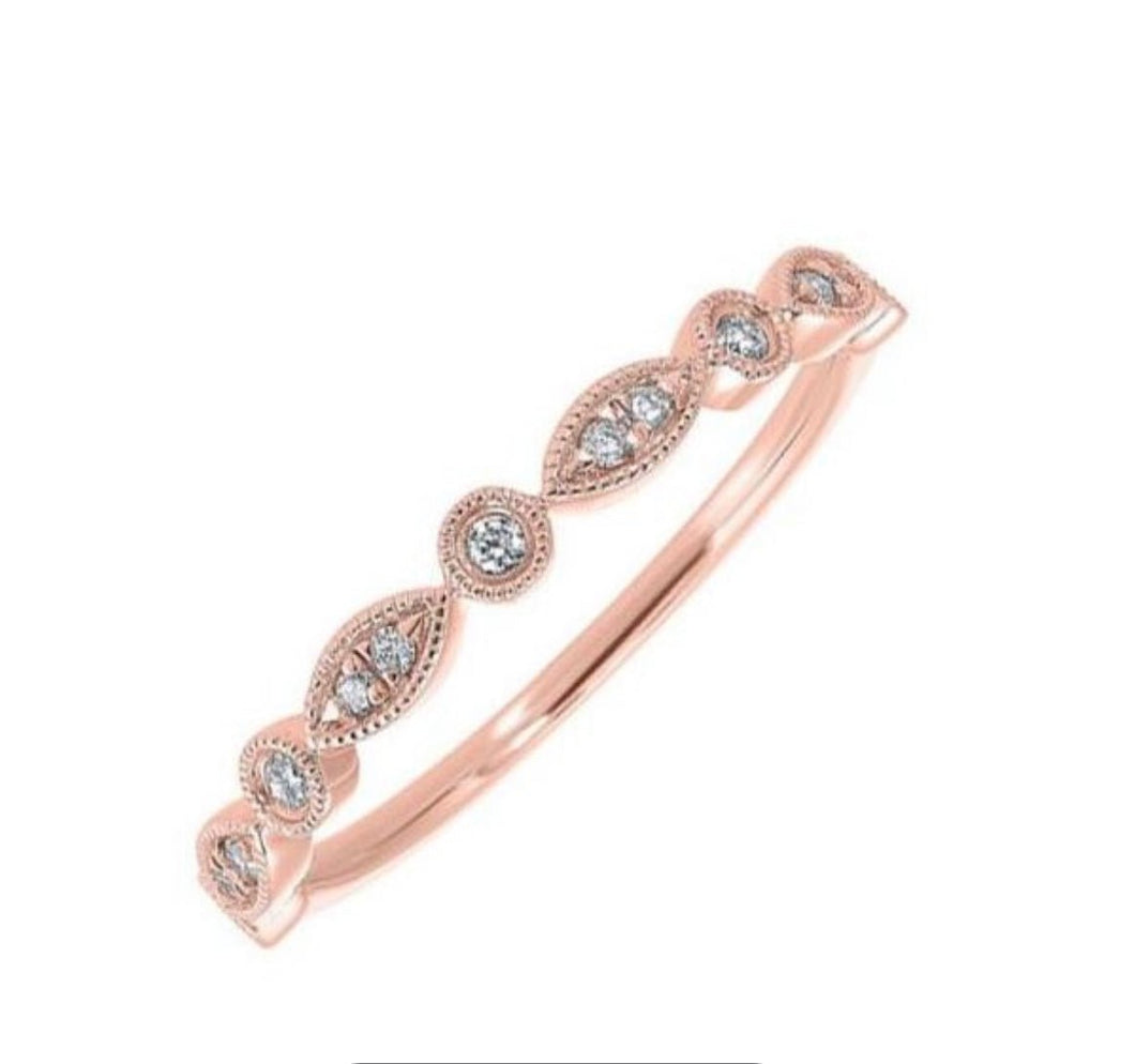 14K Rose Gold & Diamond .10 Ctw Classic Book Stackable Fashion Ring RG71797-4PD