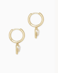Kendra Scott-Ari Heart Gold Metal Huggie Earrings in Iridescent Drusy 4217710117