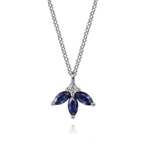 Load image into Gallery viewer, GABRIEL&amp;CO-14K White Gold Diamond and Sapphire Pendant Necklace   NK7433W45SA