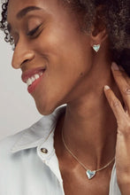 Load image into Gallery viewer, Kendra Scott-Ari Heart Gold Metal Stud Earrings in Dichroic Glass 4217706877