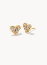 Load image into Gallery viewer, Kendra Scott-Ari Gold Metal Pave Crystal Heart Earrings in White Crystal  9608802992