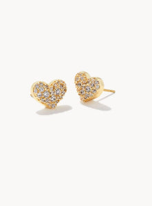 Kendra Scott-Ari Gold Metal Pave Crystal Heart Earrings in White Crystal  9608802992