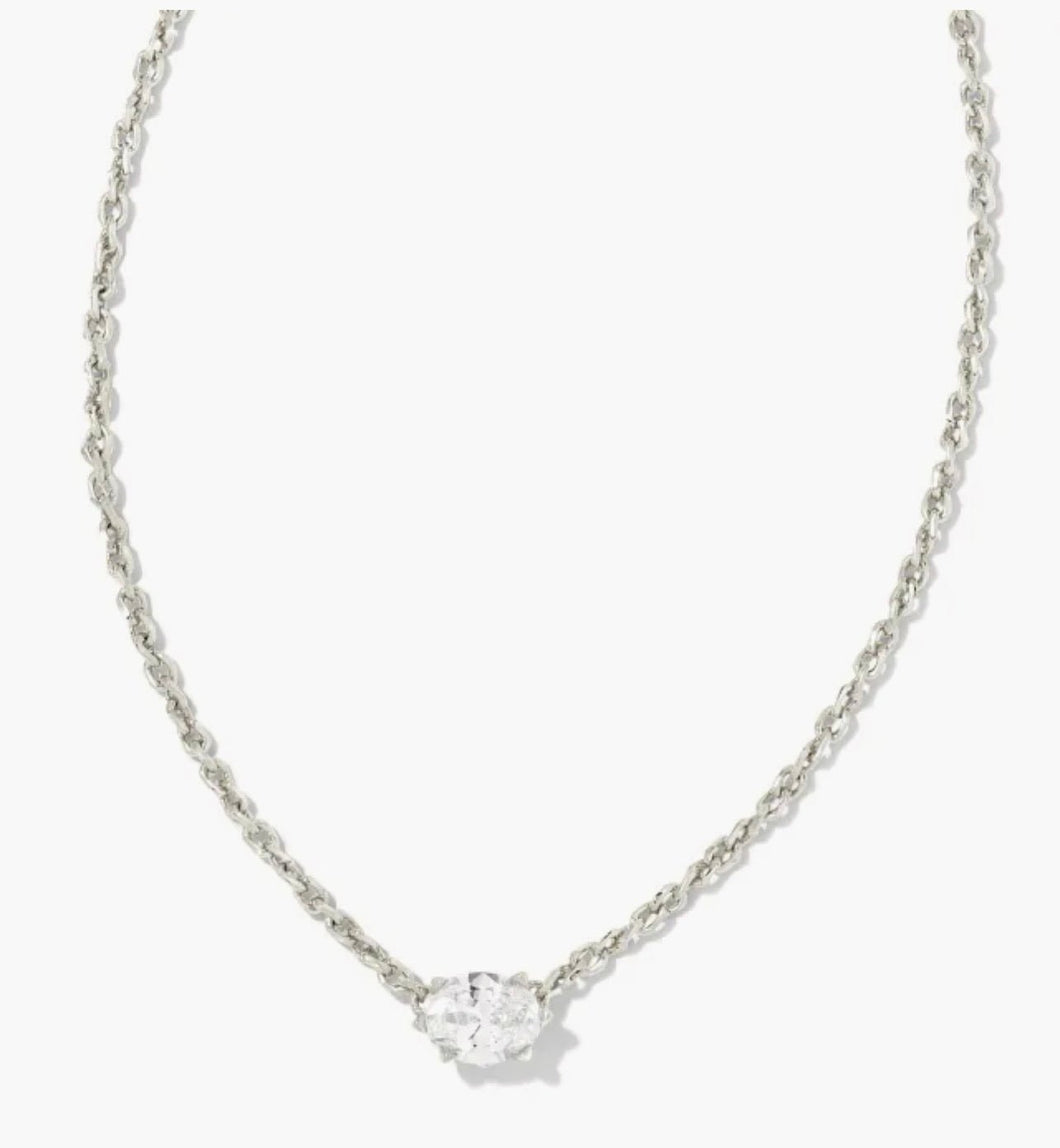 KENDRA SCOTT Cailin Silver Pendant Necklace in White Crystal # 9608803460