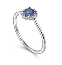 Load image into Gallery viewer, GABRIEL&amp;Co-14K White Gold Blue Sapphire and Diamond Halo Promise Ring   LR51264W45SA