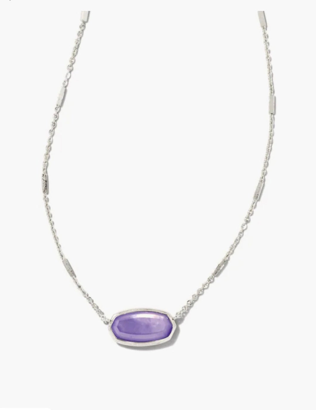 Kendra Scott-Framed Elisa Silver Metal Short Pendant Necklace in Lavender Opalite Illusion 9608803392