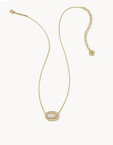 Kendra Scott-Baguette Elisa Gold Metal Pendant Necklace in Iridescent Drusy 9608802847