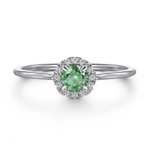 Load image into Gallery viewer, GABRIEL&amp;CO-14K White Gold Emerald and Diamond Halo Promise Ring   LR51264W45EA