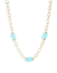 Kendra Scott-Ashlyn Mixed Chain Necklace Gold Metal In Teal Amazonite 9608801019