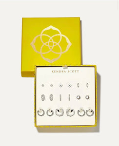 Kendra Scott-Earring Set of 9 Silver Gift Set in White Crystal 9608802844