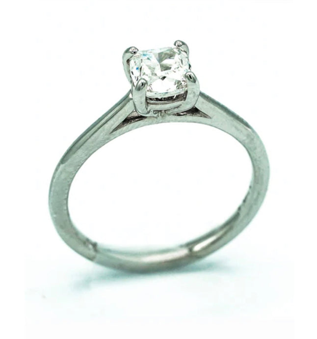 Diamond Ring-14k WG Cushion Modified Brilliant Cut Solitaire Ring 101-04469