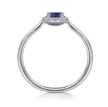 Load image into Gallery viewer, GABRIEL&amp;Co-14K White Gold Blue Sapphire and Diamond Halo Promise Ring   LR51264W45SA