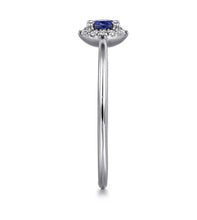 Load image into Gallery viewer, GABRIEL&amp;Co-14K White Gold Blue Sapphire and Diamond Halo Promise Ring   LR51264W45SA