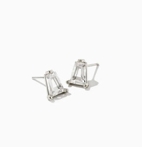 Kendra Scott-Blair SilverMetal Stud Earrings in White Crystal 9608802874