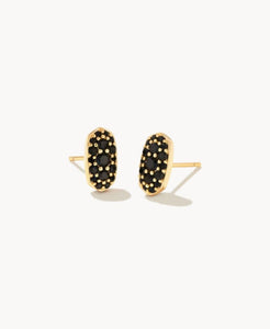 Kendra Scott-Grayson Gold Metal Crystal Stud Earrings in Black Spinel 9608803049