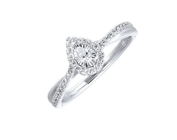 14K WG Tru Reflection Pear Halo Engagement 0.25tw Diamond Ring RG76917-4WC