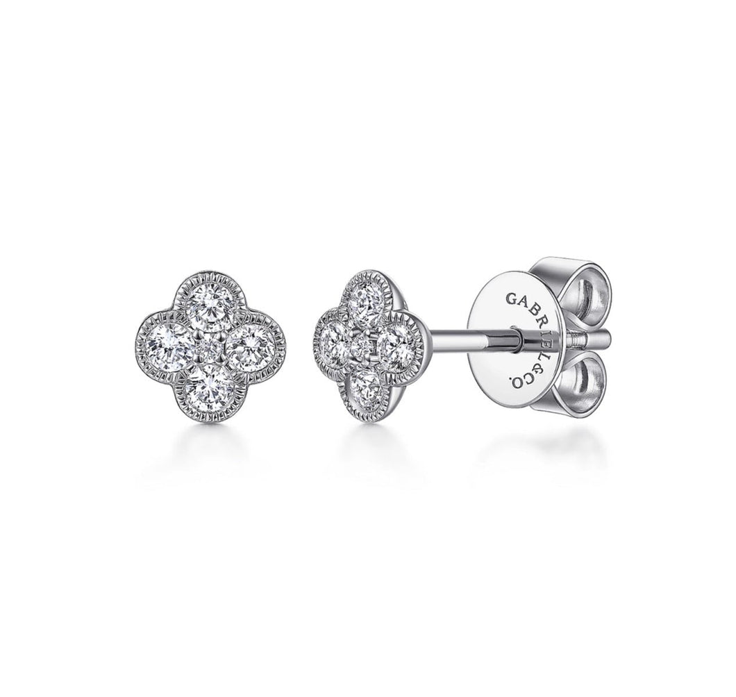 GABRIEL &  Co. 14K White Gold Diamond Flower Stud Earrings  EG13715W45JJ