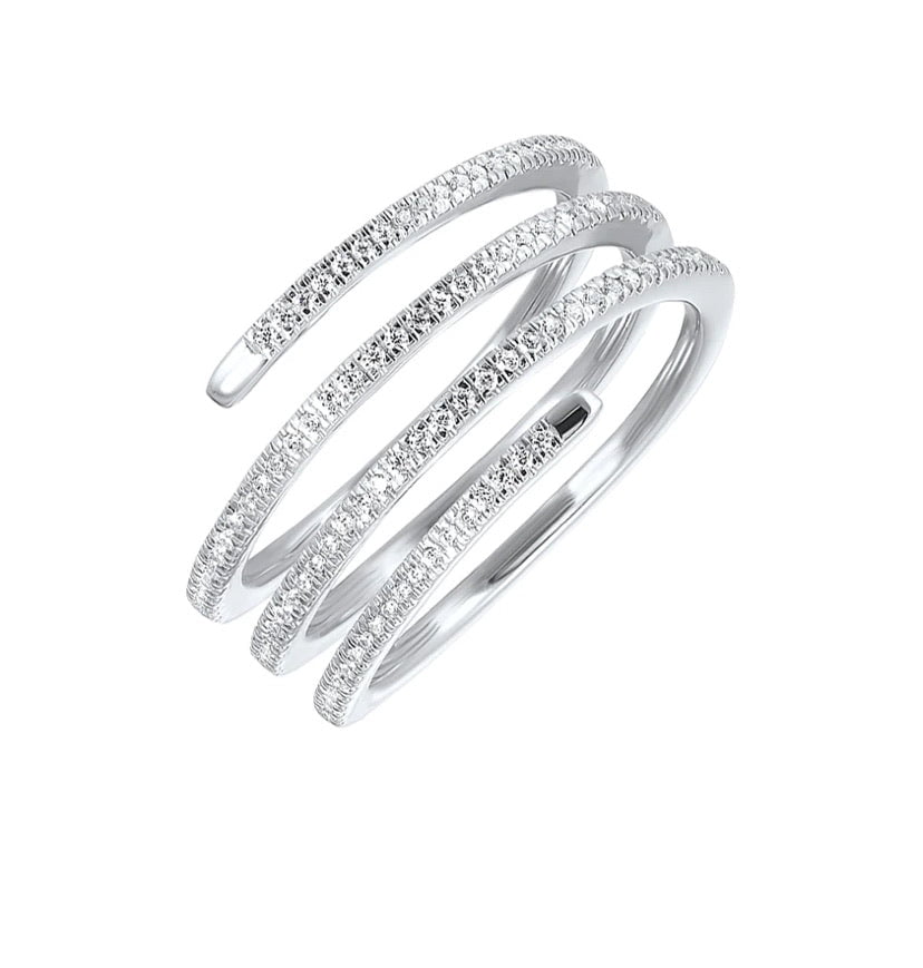 RG11817-4WSC 14K White Gold and Diamond Spiral Ring