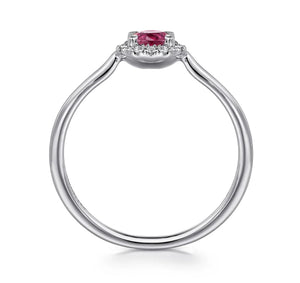 GABRIEL&Co-14K White Gold Ruby and Diamond Halo Promise Ring   LR51264W45RA