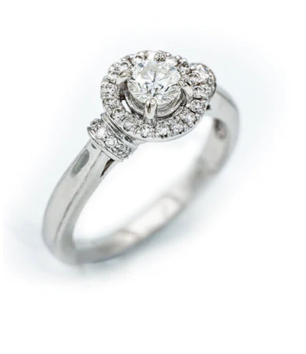 Diamond Ring-14kWG Diamond Halo Ring 101-03194